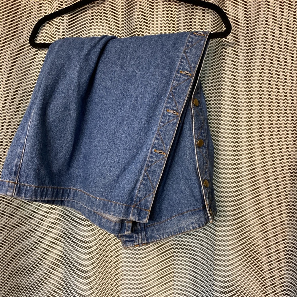 Long Jean Skirt with Metal Buttons Up the Center